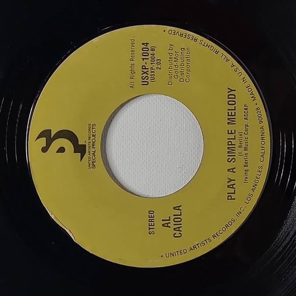 Al Caiola - Your Cheatin' Heart / Play A Simple Melody 7" Vinyl 45 on UA VG+ - Picture 2 of 2